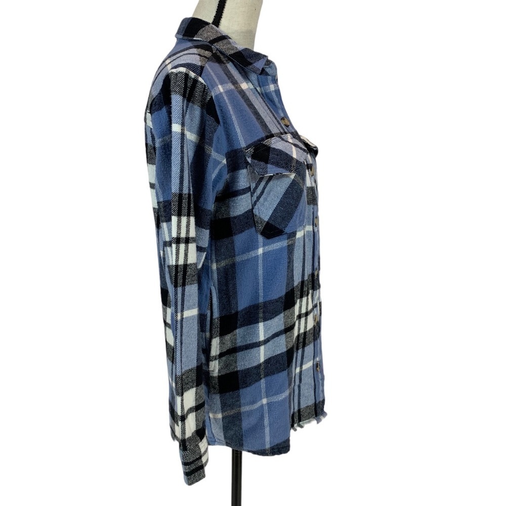 Beach Lunch Lounge Buffalo Check Long Sleeve Easton Shacket - Blue - size XSmall - Picture 2 of 7